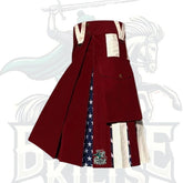 Maroon and USA Flag Hybrid Kilt – Handmade American Flag Utility Kilt